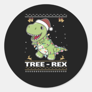 Tree-Rex Funny Dinosaur Pun T-Rex Ronde Sticker