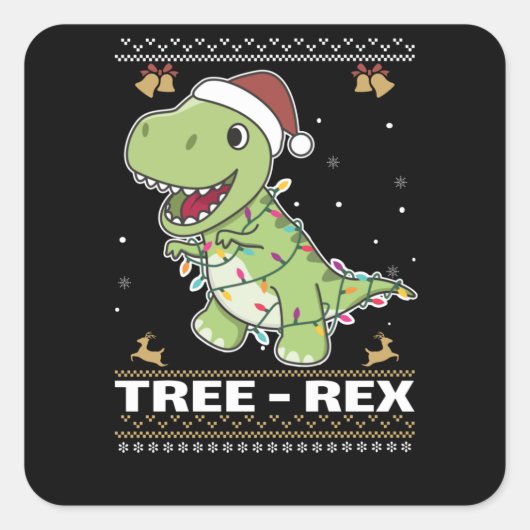 Tree-Rex Funny Dinosaur Pun T-Rex Vierkante Sticker (Voorkant)