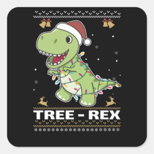 Tree-Rex Funny Dinosaur Pun T-Rex Vierkante Sticker