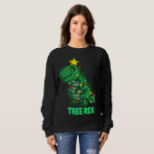 Tree Rex Grappig Retro Kerstmis Dino Trui (Voorkant volledig)