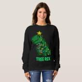 Tree Rex Grappig Retro Kerstmis Dino Trui (Voorkant volledig)