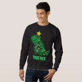 Tree Rex Grappig Retro Kerstmis Dino Trui (Voorkant volledig)