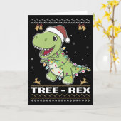 Tree-Rex Grappige Dinosaurus Woordspeling T-Rex Kaart (Gele Bloem)