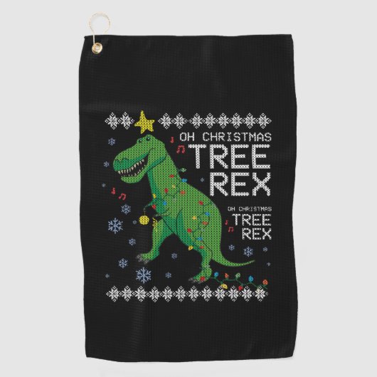 Tree Rex Lelijke Kersttrui Dino T-rex Funny O Golfhanddoek (Voorkant)