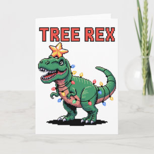 Tree Rex lelijke kersttrui dinosaurus Kaart