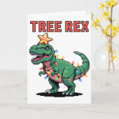 Tree Rex lelijke kersttrui dinosaurus  Kaart (Gele Bloem)