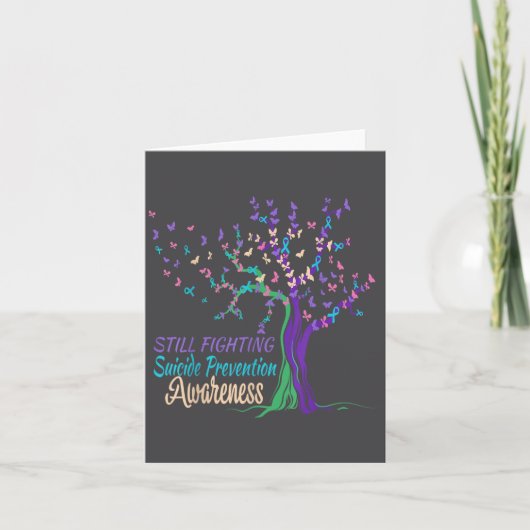 Tree Ribbon Still Fighting Suicide Prevention Awar Kaart (Voorkant)