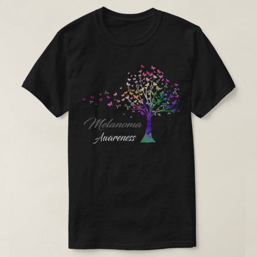 Tree Ribbons Melanoma Awareness Support Melanoma W T-shirt (Design voorkant)