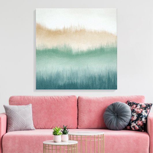 Tree Ridge Waterverf Canvas Kunst - Groen (Insitu (Woonkamer))