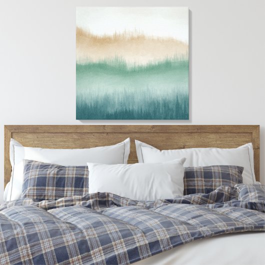 Tree Ridge Waterverf Canvas Kunst - Groen (Insitu (Slaapkamer))