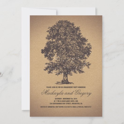 Tree Rustic Engagement Party Kaart (Voorkant)