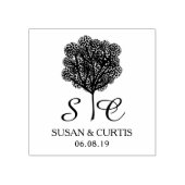 Tree Rustic Rubber Stamp Wedding Monogram Rubberstempel (Afrduk)