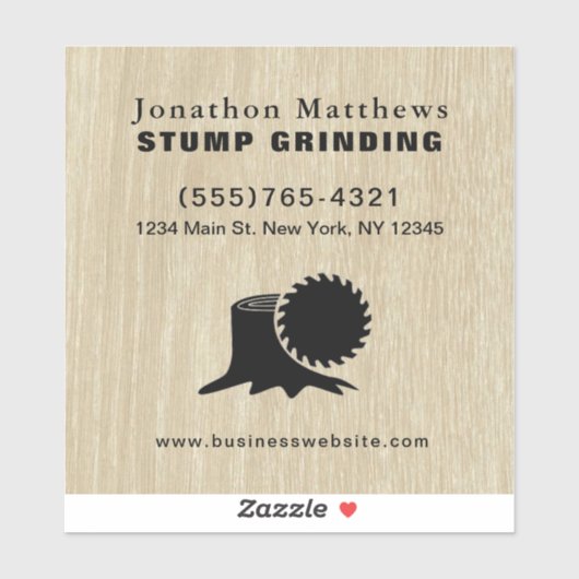 Tree Saw Stump Slijpen Removal Business Sticker (Vel)