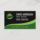 Tree Service Arborist Black Green Visitekaartje (Voorkant)