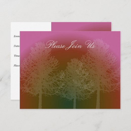 Tree Silhouette Event Invitation Kaart (Voorkant / Achterkant)