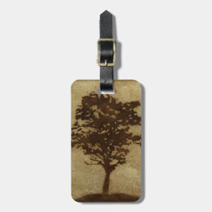 Tree Silhouette on Bronze Background Bagagelabel