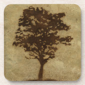 Tree Silhouette on Bronze Background Bier Onderzetter (Voorkant)