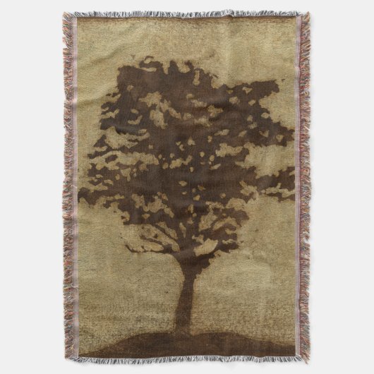 Tree Silhouette on Bronze Background Deken (Voorkant Verticaal)