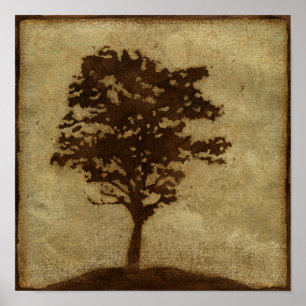Tree Silhouette on Bronze Background Poster