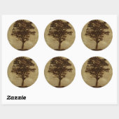 Tree Silhouette on Bronze Background Ronde Sticker (Vel)