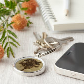 Tree Silhouette on Bronze Background Sleutelhanger (Zijkant)