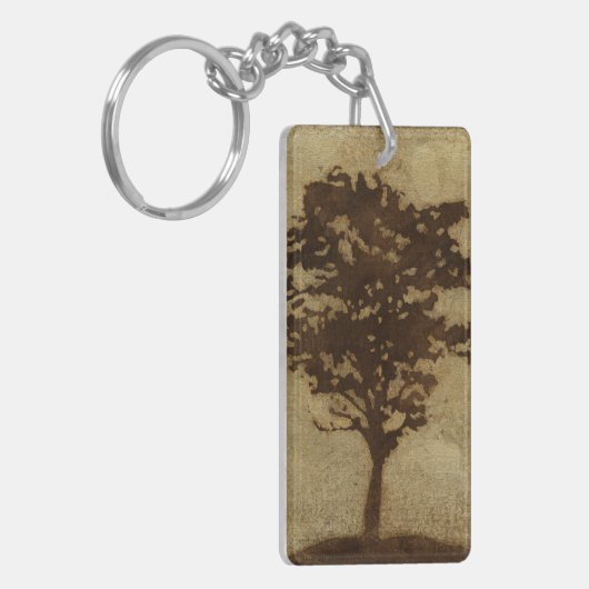 Tree Silhouette on Bronze Background Sleutelhanger (Voorkant Links)
