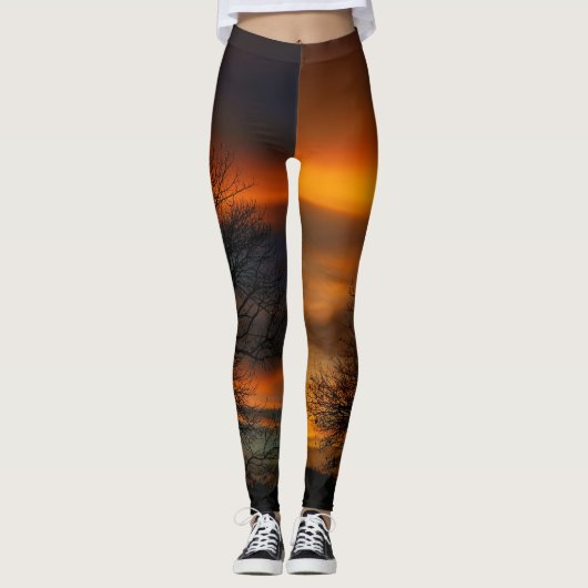 Tree Silhouette Sunset Leggings (Voorkant)