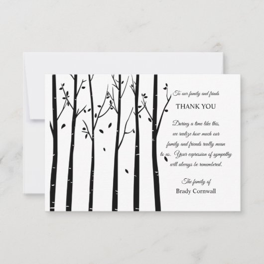 Tree Silhouette Sympathie Hartelijk dank Bedankkaart (Voorkant)