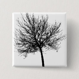 Tree Silhouette Vierkante Button 5,1 Cm