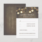 Tree String Lights Mason Jars Rustieke bruiloft RS RSVP Kaartje (Voorkant / Achterkant)