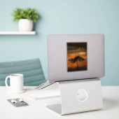 Tree Sunbeams Sunrise Sticker (Laptop op bureau)