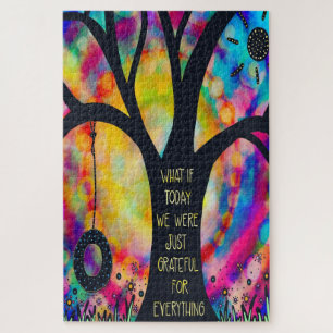 Tree Swing dankbaar voor alles Quote Fun Legpuzzel
