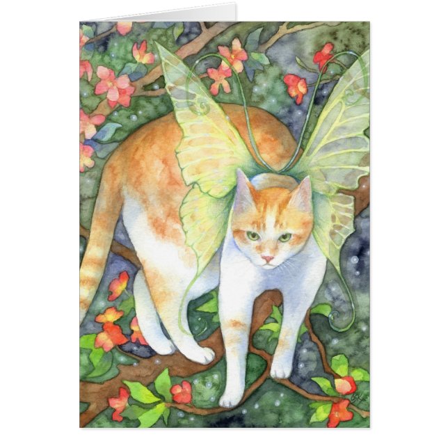 Tree Tiger - Fantasy Fairy Cat Art-kaart (Voorkant)