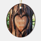Tree Trunk Hand gesneden namen Romantische Keepsak Keramisch Ornament (Links)