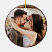 Tree Trunk Hand gesneden namen Romantische Keepsak Keramisch Ornament (Achterkant)