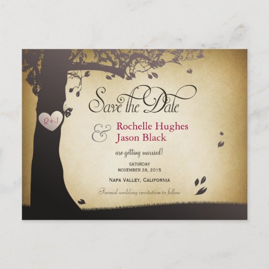 Tree Trunk Save the Date Aankondigingskaart (Voorkant)