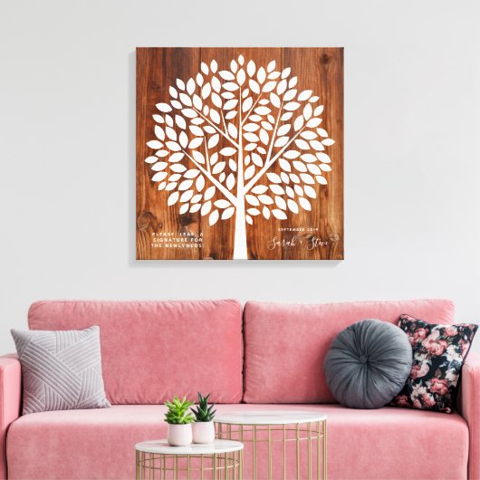 Tree Wedding Gastenboek met 130 bladeren Canvas Afdruk (Insitu (Woonkamer))