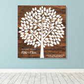 Tree Wedding Guest Book Alternatief | 120 bladeren Canvas Afdruk (Insitu (Houten vloer))