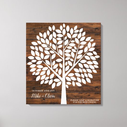 Tree Wedding Guest Book Alternatief | 120 bladeren Canvas Afdruk (Voorkant)