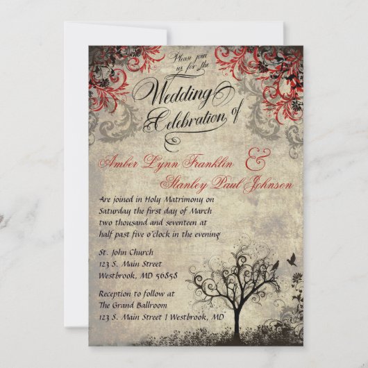 Tree Wedding Invitation Kaart (Voorkant)