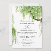 Tree Weeping Willow Budget QR Code Wedding Kaart (Voorkant)