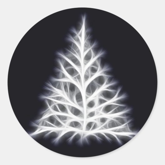 Tree White Christmas Graphic Ronde Sticker (Voorkant)
