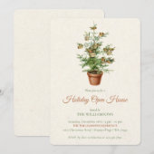 Tree with Birds Christmas Open House Invitation (Devant / Derrière)
