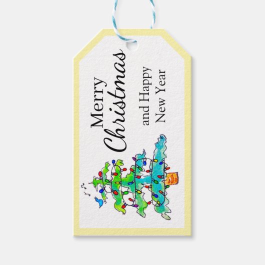 Tree With Lights Cadeaulabel (Voorkant)