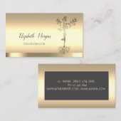 Tree Women Silhouette, Gold Yoga Instructor Visitekaartje (Voorkant / Achterkant)