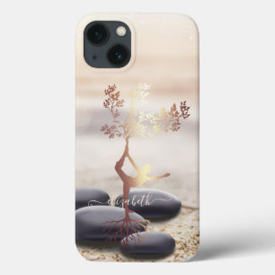 Tree Women Silhouette Zen Stones iPhone 13 Hoesje