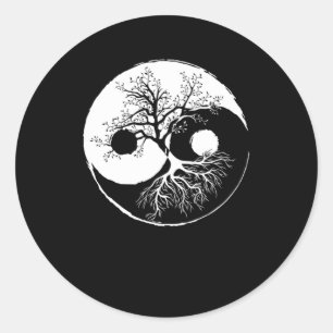 Tree Yin Yang Bonsai China Harmony Meditation Gift Ronde Sticker