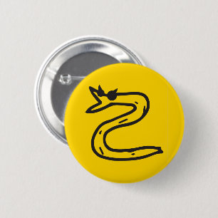 Treed niet op mij knop geel Snek Rechts Ronde Button 5,7 Cm