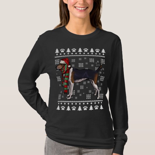 Treeding Walker Coonhound Hond Santa Hoed Xmas Lel T-shirt (Voorkant)