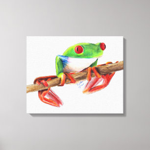 Treefrog boom kikker schattig dier illustratie tek canvas afdruk